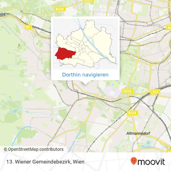 13. Wiener Gemeindebezirk Karte