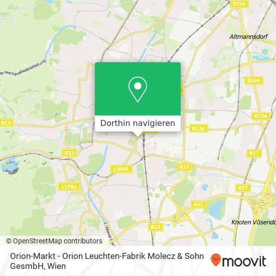 Orion-Markt - Orion Leuchten-Fabrik Molecz & Sohn GesmbH Karte