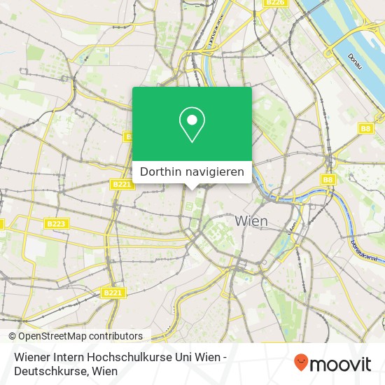 Wiener Intern Hochschulkurse Uni Wien - Deutschkurse Karte