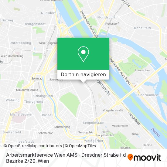 Arbeitsmarktservice Wien AMS - Dresdner Straße f d Bezirke 2 / 20 Karte