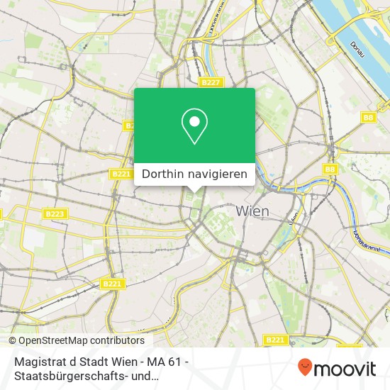 Magistrat d Stadt Wien - MA 61 - Staatsbürgerschafts- und Personenstandsangelegenheiten Karte