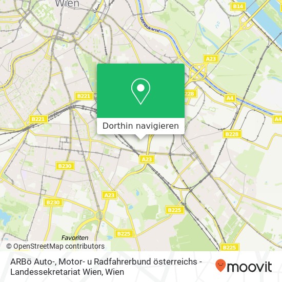 ARBö Auto-, Motor- u Radfahrerbund österreichs - Landessekretariat Wien Karte