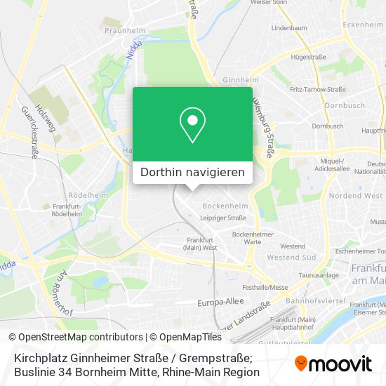 Kirchplatz Ginnheimer Straße / Grempstraße; Buslinie 34 Bornheim Mitte Karte