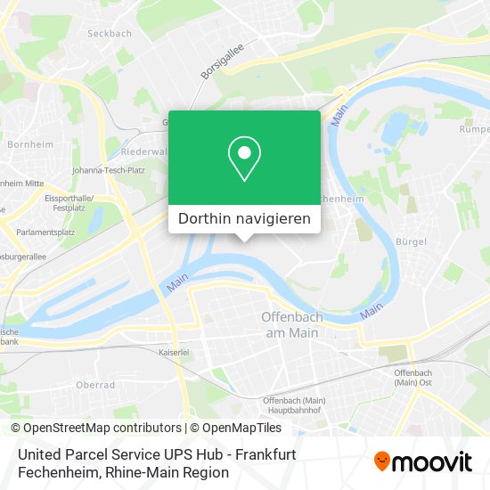 United Parcel Service UPS Hub - Frankfurt Fechenheim Karte