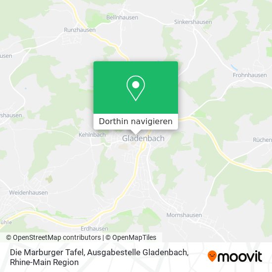 Die Marburger Tafel, Ausgabestelle Gladenbach Karte