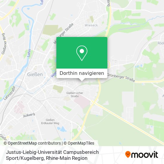 Justus-Liebig-Universität Campusbereich Sport / Kugelberg Karte