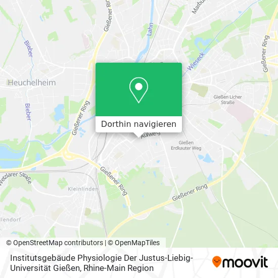 Institutsgebäude Physiologie Der Justus-Liebig-Universität Gießen Karte