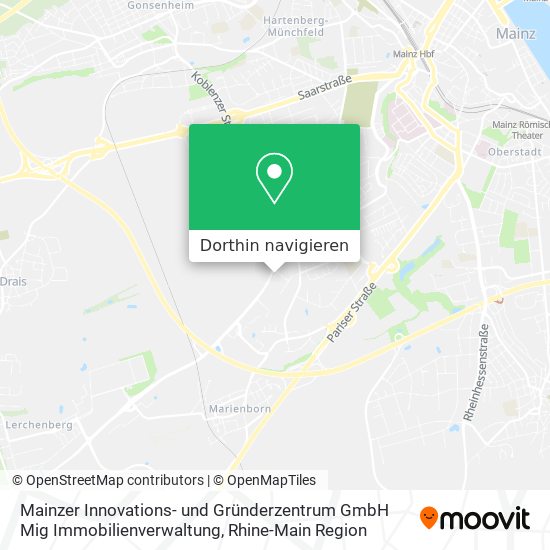 Mainzer Innovations- und Gründerzentrum GmbH Mig Immobilienverwaltung Karte