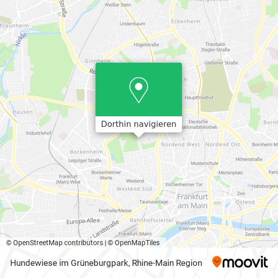 Hundewiese im Grüneburgpark Karte