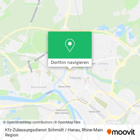 Kfz-Zulassungsdienst Schmidt / Hanau Karte