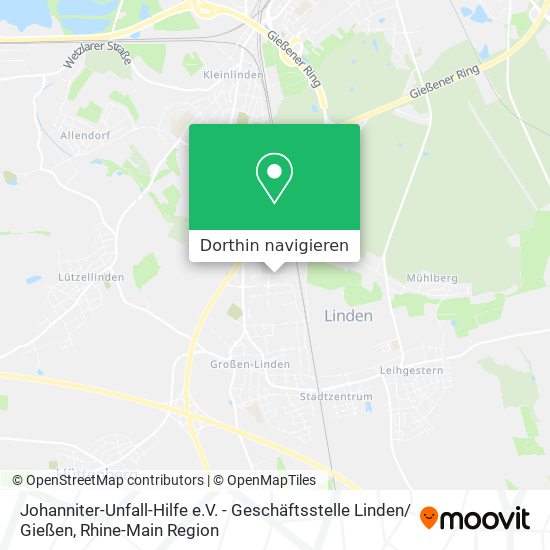 Johanniter-Unfall-Hilfe e.V. - Geschäftsstelle Linden/ Gießen Karte