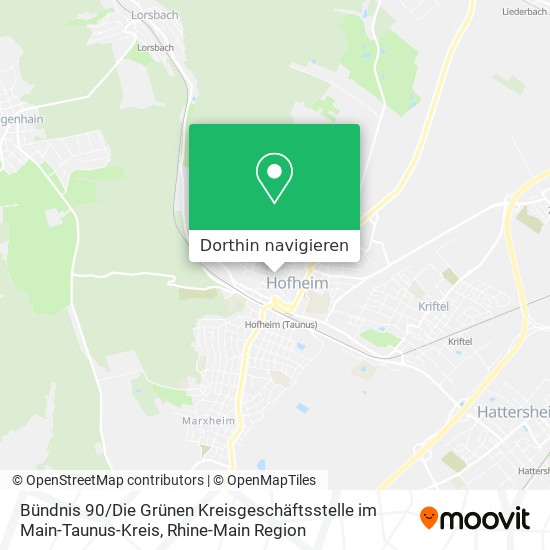 Bündnis 90 / Die Grünen Kreisgeschäftsstelle im Main-Taunus-Kreis Karte