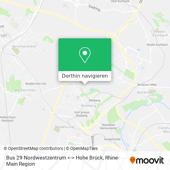 Bus 29 Nordwestzentrum <-> Hohe Brück Karte