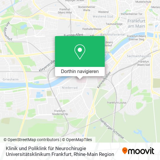 Klinik und Poliklink für Neurochirugie Universitätsklinikum Frankfurt Karte