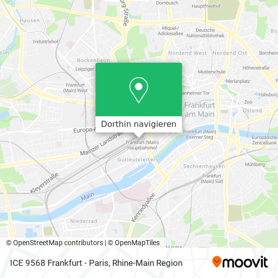 ICE 9568 Frankfurt - Paris Karte