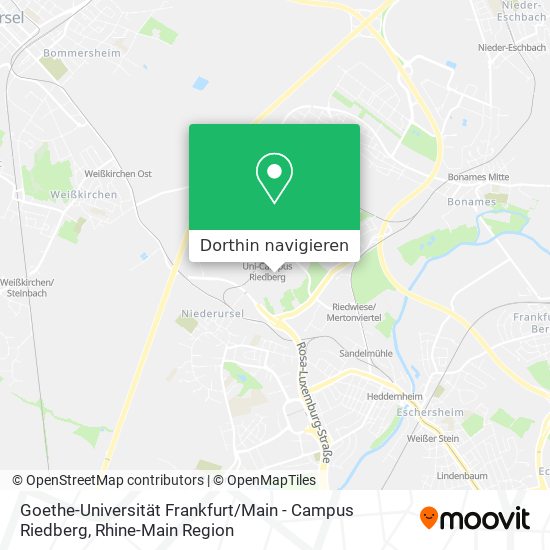Goethe-Universität Frankfurt / Main - Campus Riedberg Karte