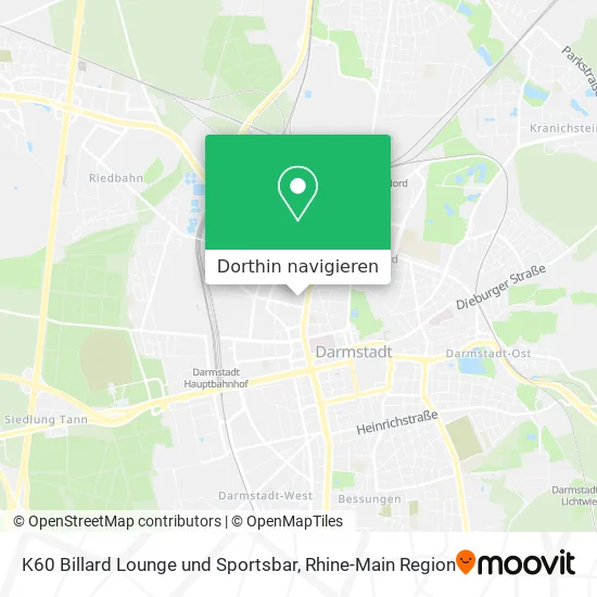 K60 Billard Lounge und Sportsbar Karte