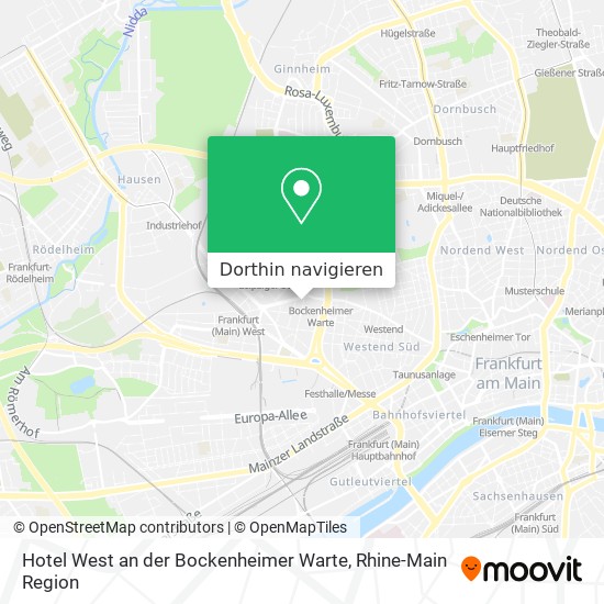 Hotel West an der Bockenheimer Warte Karte