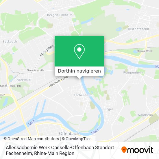 Allessachemie Werk Cassella-Offenbach Standort Fechenheim Karte