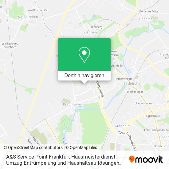 A&S Service Point Frankfurt Hausmeisterdienst, Umzug Entrümpelung und Haushaltsauflösungen Karte