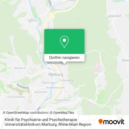 Klinik für Psychiatrie und Psychotherapie Universitätsklinikum Marburg Karte