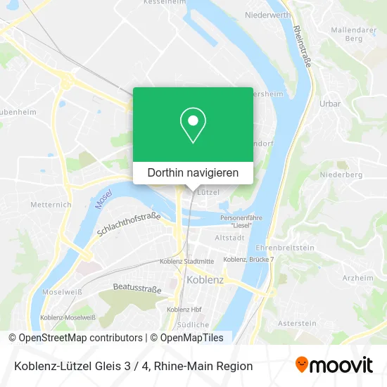 Koblenz-Lützel Gleis 3 / 4 Karte