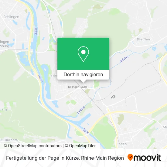 Fertigstellung der Page in Kürze Karte