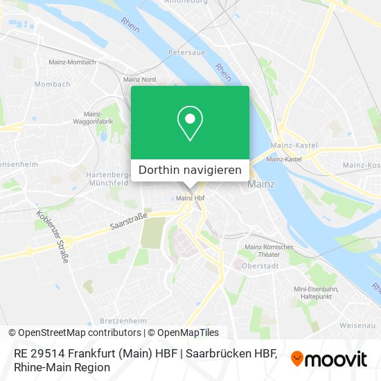 RE 29514 Frankfurt (Main) HBF | Saarbrücken HBF Karte