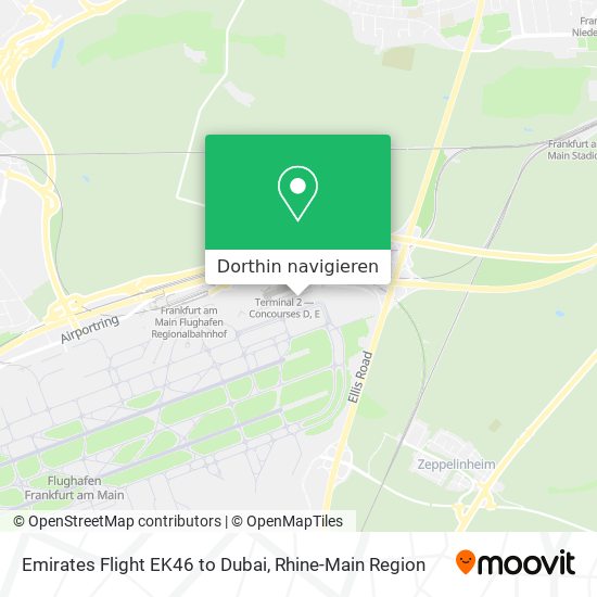 Emirates Flight EK46 to Dubai Karte