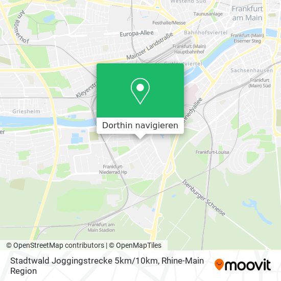 Stadtwald Joggingstrecke 5km / 10km Karte