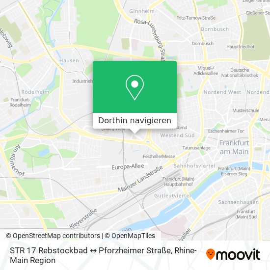STR 17 Rebstockbad ↔ Pforzheimer Straße Karte