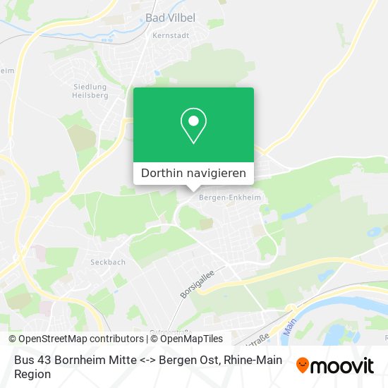 Bus 43 Bornheim Mitte <-> Bergen Ost Karte