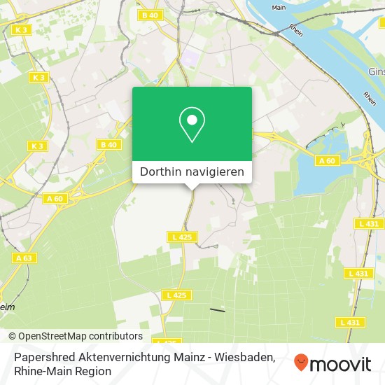 Papershred Aktenvernichtung Mainz - Wiesbaden Karte