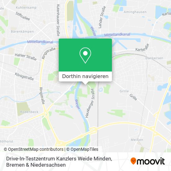 Drive-In-Testzentrum Kanzlers Weide Minden Karte