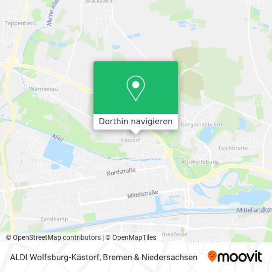 ALDI Wolfsburg-Kästorf Karte
