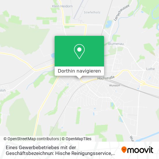 Eines Gewerbebetriebes mit der Geschäftsbezeichnun: Hische Reinigungsservice Karte