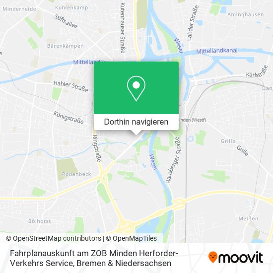 Fahrplanauskunft am ZOB Minden Herforder-Verkehrs Service Karte