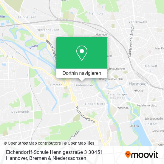 Eichendorff-Schule Hennigestraße 3 30451 Hannover Karte