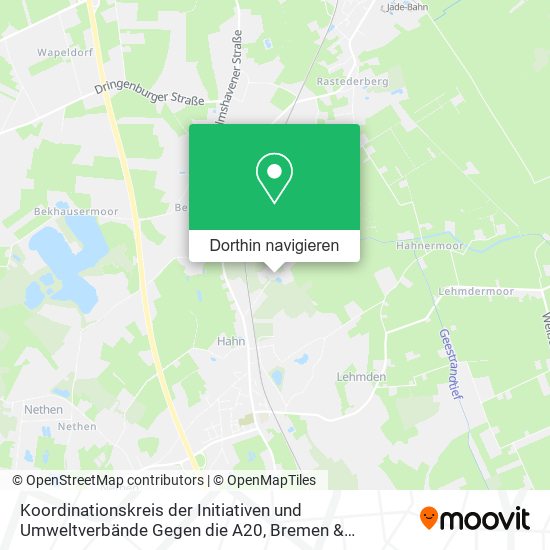 Koordinationskreis der Initiativen und Umweltverbände Gegen die A20 Karte