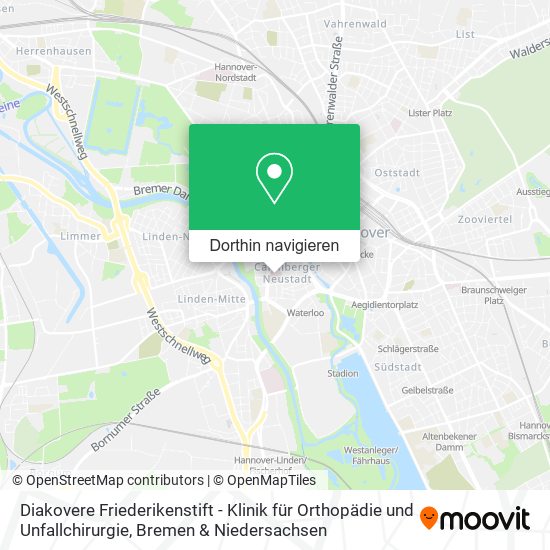 Diakovere Friederikenstift - Klinik für Orthopädie und Unfallchirurgie Karte