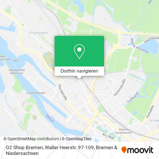 O2 Shop Bremen, Waller Heerstr. 97-109 Karte