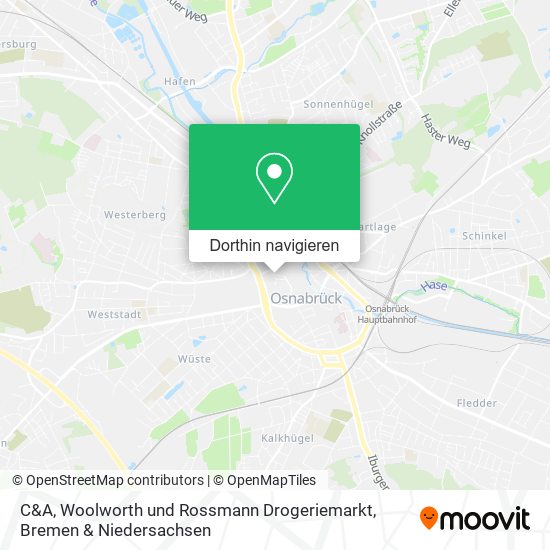 C&A, Woolworth und Rossmann Drogeriemarkt Karte