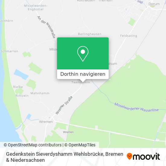Gedenkstein Sieverdyshamm Wehlsbrücke Karte