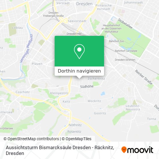 Aussichtsturm Bismarcksäule Dresden - Räcknitz Karte