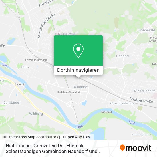 Historischer Grenzstein Der Ehemals Selbstständigen Gemeinden Naundorf Und Zitzschewig Karte