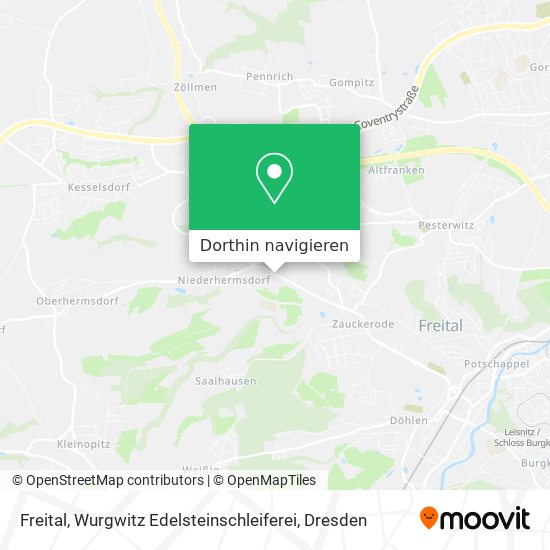 Freital, Wurgwitz Edelsteinschleiferei Karte