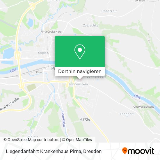 Liegendanfahrt Krankenhaus Pirna Karte