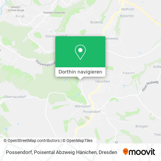 Possendorf, Poisental Abzweig Hänichen Karte