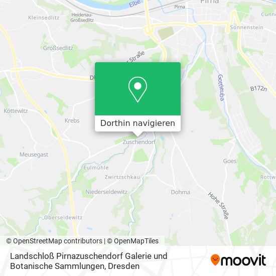 Landschloß Pirnazuschendorf Galerie und Botanische Sammlungen Karte