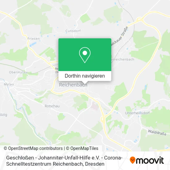 Geschloßen - Johanniter-Unfall-Hilfe e.V. - Corona-Schnelltestzentrum Reichenbach Karte